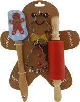 кулинарный набор скалка лопатка форма для печенья 2шт пряничный человек размер 27х22см