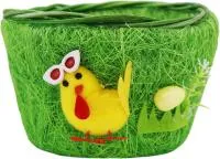 Корзинка пасхальная Цыпленок с очками 15х12х9см круглая