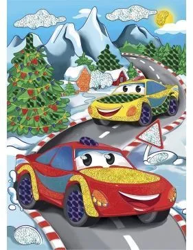 Аппликация фольгой А4 (Зимние машинки // А-7342)