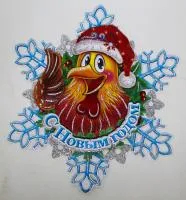 Картина новогодняя Веселый петушок 35х31см