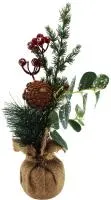 Букет декоративный еловый заснеженный, с шишками, ягодами и листочками 150х150х320мм