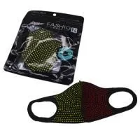 Маска защитная 3-х слойная тканевая 175х95мм со стразами