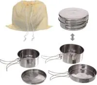 Посуда походная (котелок 2шт 970мл/700мл, сковорда 15х3см, тарелка 13х1см)