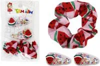 Аксессуары для волос Сочный арбуз 3пр (заколка клик-клак 2шт, резинка 1шт)