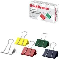 Зажимы для бумаг 25мм 12шт ErKr цветные