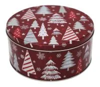 Банка жестяная 1000мл Елочки на красном Размер: d135х72мм малая