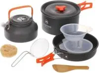 Посуда походная (котелок, сковорда, чайник, чашки 3шт, лопатка, губка, поварёшка)