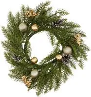 Венок хвойный декоративный Золотые моменты с украшениями Размер: d45х8см 