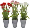 Искусственный цветок гвоздика в горшке d12см из пластика и текстиля