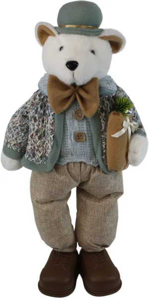 Игрушка мягкая Белый медведь в костюме Цвет: мятный Размер: 26х13х51см
