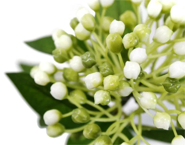 Зеленая декоративная бузина с тканевыми листьями 42см