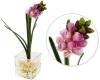 Розовые декоративные цветы гиацинт в стеклянной вазе 22.5см