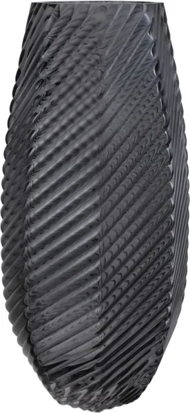 ваза для цветов, полосы диагональ, 12х28см, темное стекло