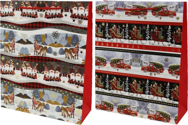 Пакет подарочный Новогодние мотивы Размер: 26х32х10см