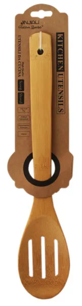 ложка кулинарная бамбук, 300мм, с прорезями