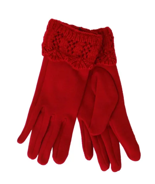 Перчатки трикотаж+вязанное кружево