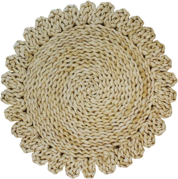 Белая салфетка подставочная из бамбука с волнистым краем 38см