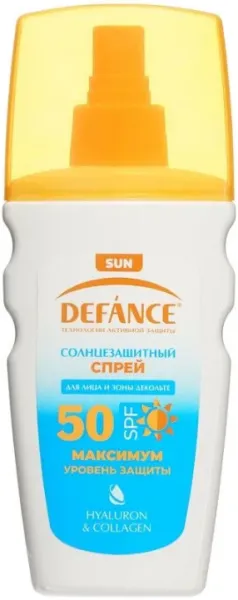 Спрей DEFANCE 160мл SPF50+ с гиалуроном и коллагеном солнцезащитный