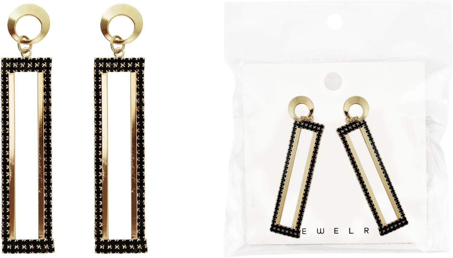 Серьги Прямоугольники Цвет: черный 