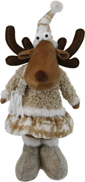 Игрушка мягкая Олень-девочка стоит Цвет: бежевый Размер: 18х13х43см