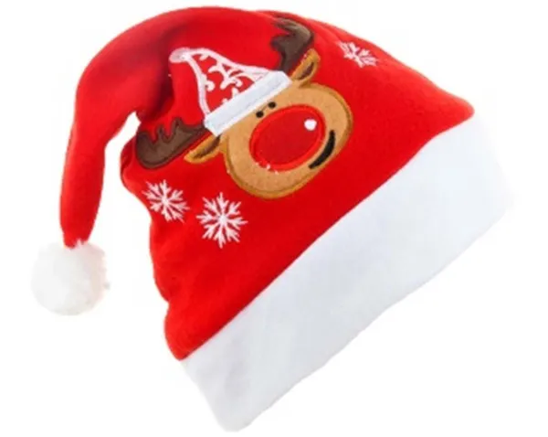 Колпак новогодний Рождественский олень, с вышивкой Размер: 56 Цвет: красный