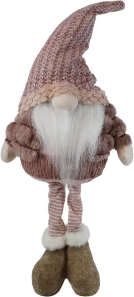 Игрушка мягкая Гном в меховой шубе высокий Цвет: розовый Размер: 18х12х56см