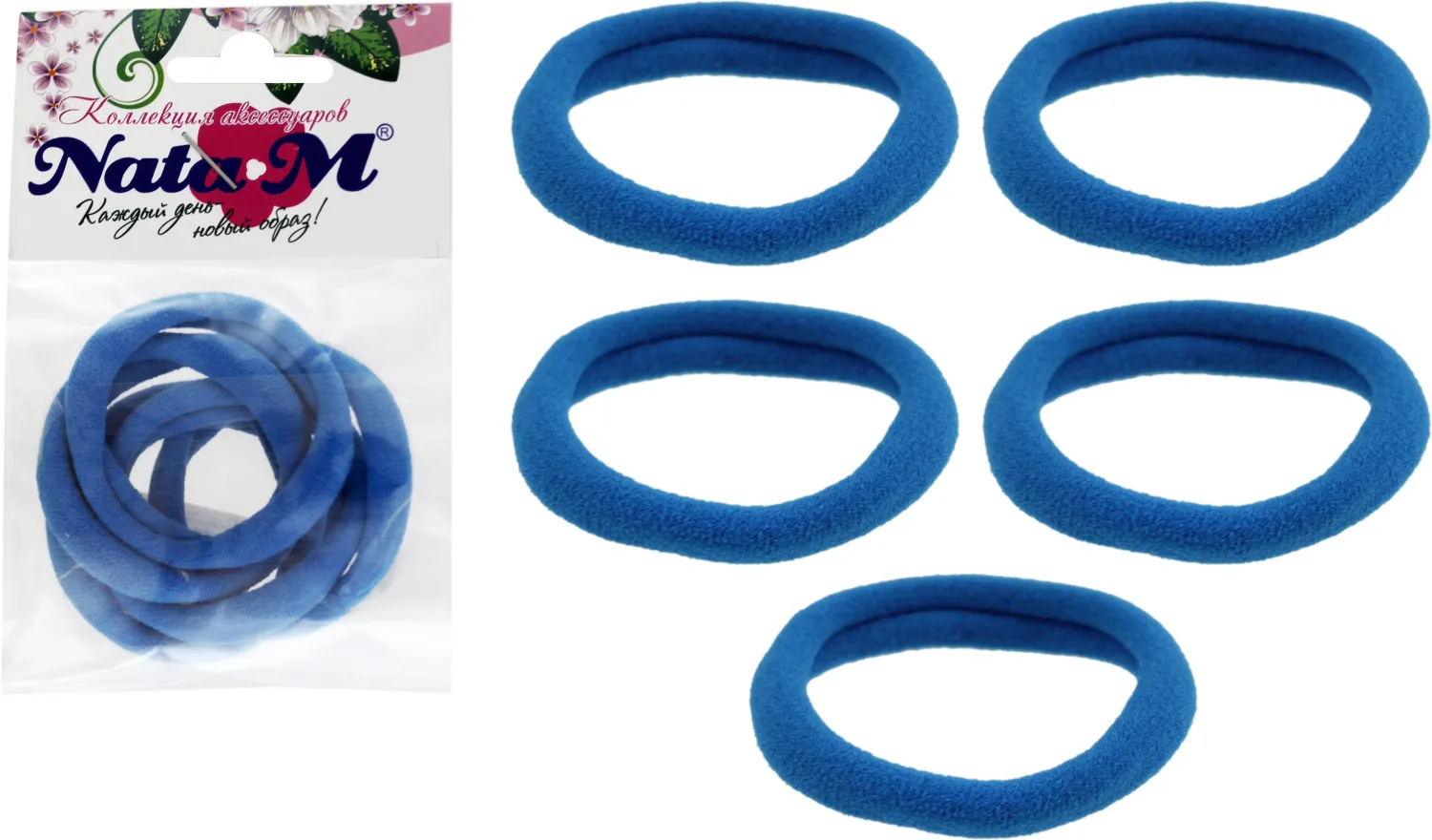 Резинка для волос 5шт Кокетка-Яркий бум цвет сине-голубой