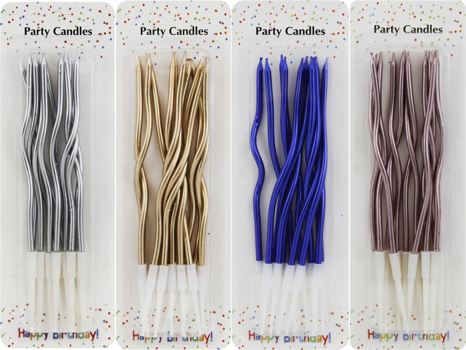 Свечи для торта изогнутые 12шт h15см, цвета в ассортименте