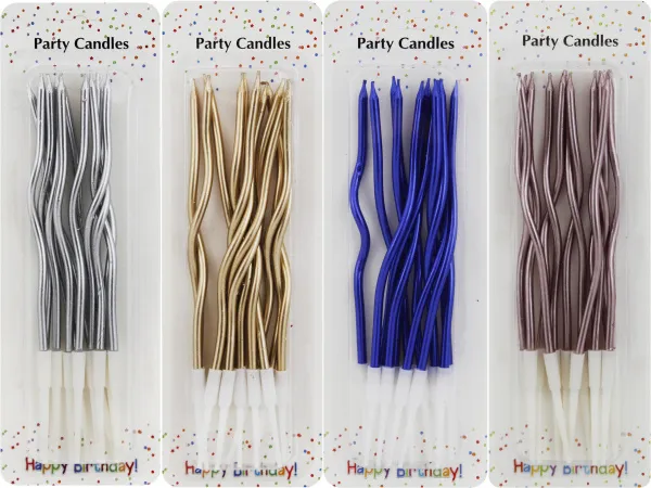 Свечи для торта изогнутые 12шт h15см, цвета в ассортименте