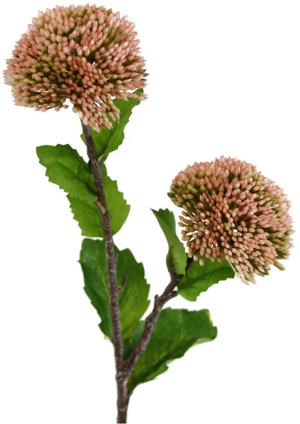 Розовый декоративный трахелиум с тканевыми листьями 44см