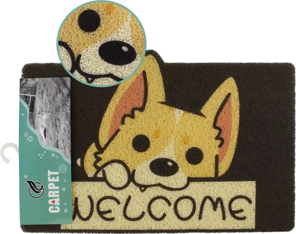 Коврик интерьерный Принт Корги Welcome 40х60см  (Цвет: темно-коричневый)