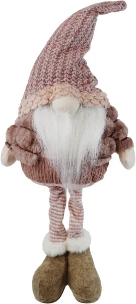 Игрушка мягкая Гном в меховой шубе высокий Цвет: розовый Размер: 18х12х56см