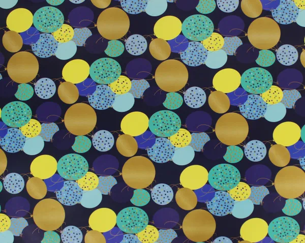 Бумага упаковочная Воздушные шары 70х100см, плотность 80гр  (Цвет: темно синий)