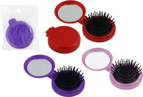 Расческа для волос Дорожная массажная 15х35мм складная с зеркалом прямоугольная 