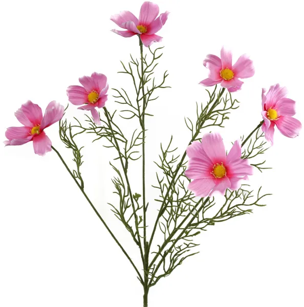 Розовый декоративный цветок космея из ткани 64см 6 веток
