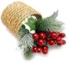 Букет хвойный декоративный с ягодами и листьями в корзиночке Размер: 12х12х18см