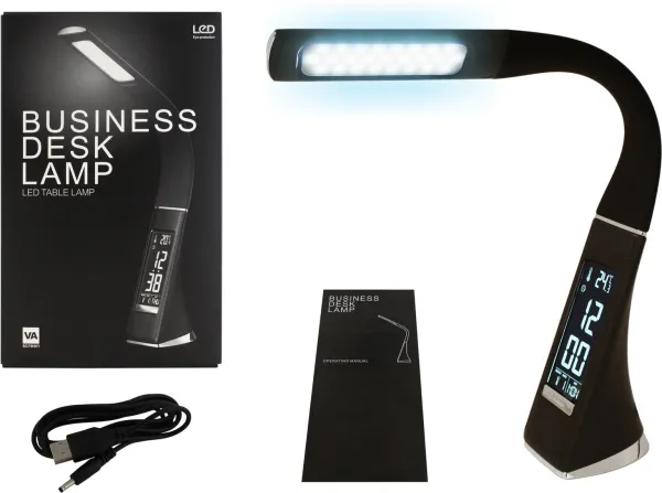 Светильник настольный светодиодный с часами и термометром (темно-коричневый)