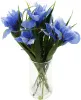 Синие декоративные ирисы в стеклянной вазе 34см