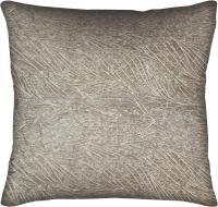 Бежево-коричневая жаккардовая подушка декоративная листья 45х45см