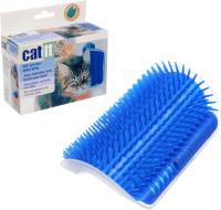 Щетка Счастливый хвост! 8х4,5см для вычесывания шерсти и мытья Цвет: синий