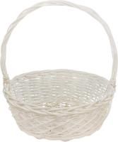 Корзина круглая 38,5х15см с ручкой, ротанг, белая