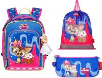 Ранец школьный ACROSS 35х29х15см Милый с мешком для обуви и пеналом