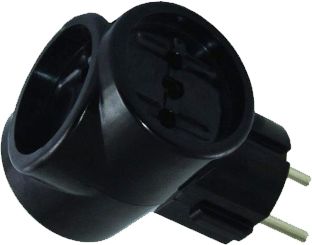 Разветвитель электрический TOKER 3 гнезда 6А Т-образный  (черный 3Tb)