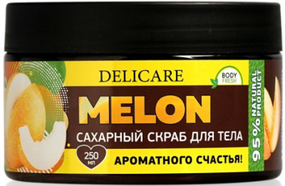 Скраб для тела DELICARE 250мл для бани (сахарный Дыня/Лимон)
