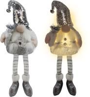 Светильник настольный Гном с еловым букетом сидит, вид 2 Цвет: серебро Размер: 22х12х60см