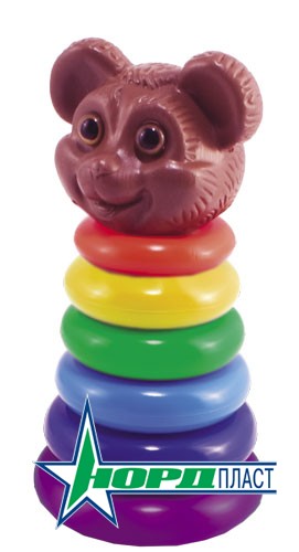 Игрушка развивающая НОРДПЛАСТ Пирамидка Медведь 6 колец 
