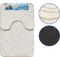 Коврики для ванной и туалета Волна Размер: 50х80см, 50х40см Цвет: молочный