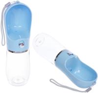 Поилка портативная прогулочная с кнопкой ЛЮБИМЫЙ БРО, цвет голубой, 380мл