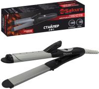 Стайлер для волос SAKURA 42Вт 2в1 керамическое покрытие, черный