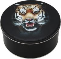 Банка жестяная 2650мл Тигр на черном круглая большая Размер: d197х87мм 